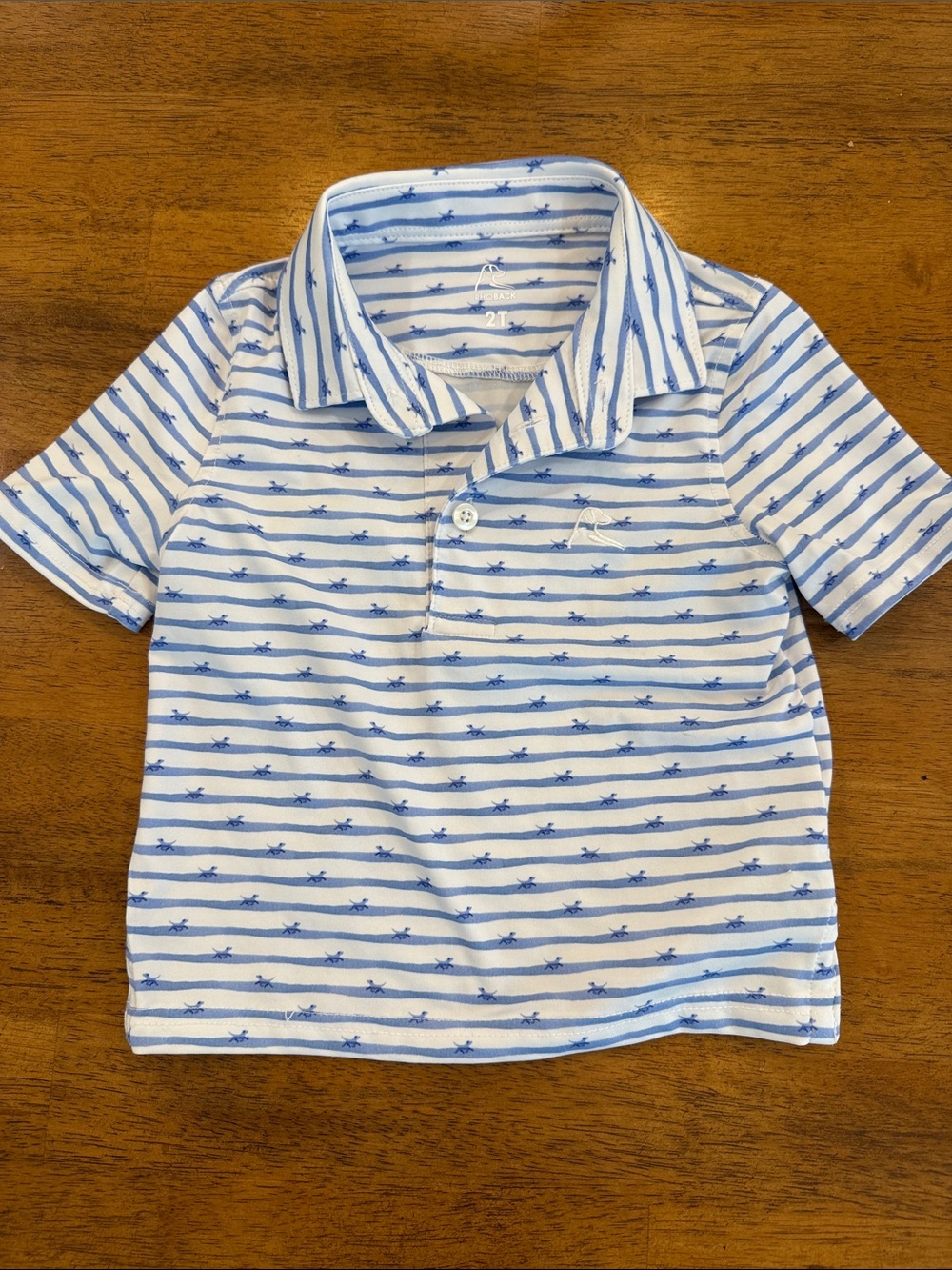Rhoback White & Light Blue Striped toddler Polo
